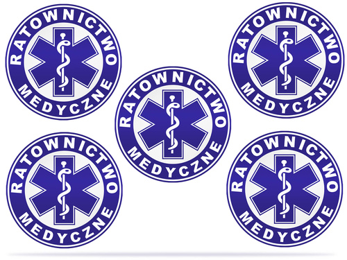 Komplet 5szt naklejek medycznych odblaskowych – Ratownictwo Medyczne - 5cm