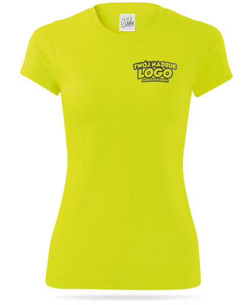 Żółta damska koszulka termoaktywna z własnym nadrukiem