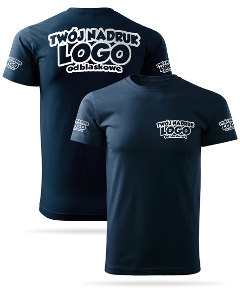 Granatowa męska koszulka T-shirt z własnym nadrukiem 