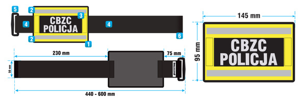 Odblaskowa opaska szybkiego rozpoznania nadruk CBZC (Centralne Biuro Zwalczania Cyberprzestępczości)