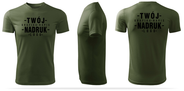 Termoaktywna koszulka outdoorowa z własnym nadrukiem - kolor khaki