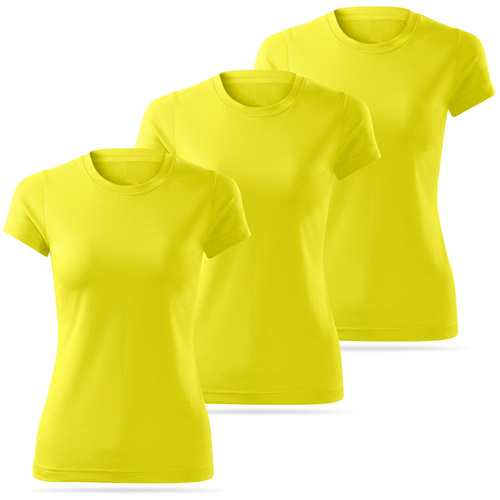 Zestaw 3 funkcyjnych koszulek termoaktywnych damskich - kolor żółty neonowy