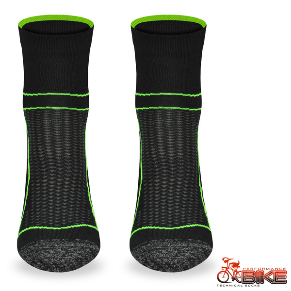 Skarpety rowerowe BIK1 DryTex – czarno-zielone
