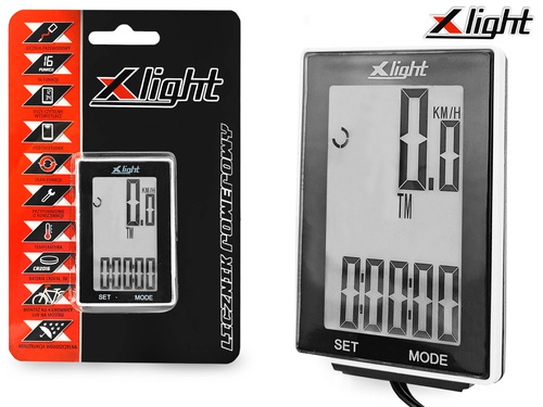 Rowerowy licznik przewodowy XLIGHT JY-M19-CL / 16 funkcji