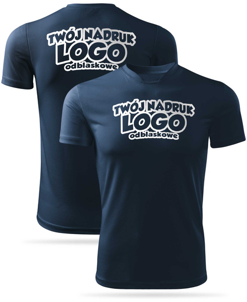 Granatowa męska koszulka termoaktywna z własnym nadrukiem