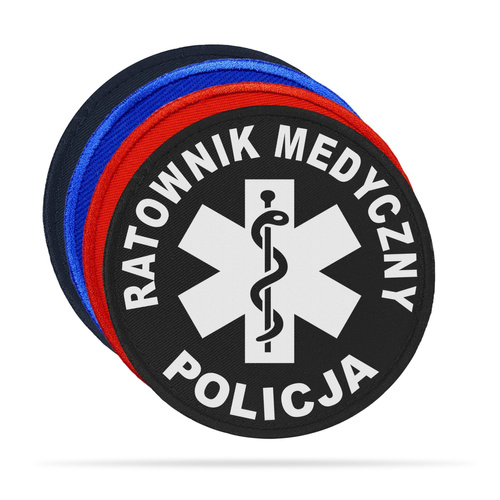 POLICJA RATOWNIK MEDYCZNY naszywka odblaskowa z eskulapem