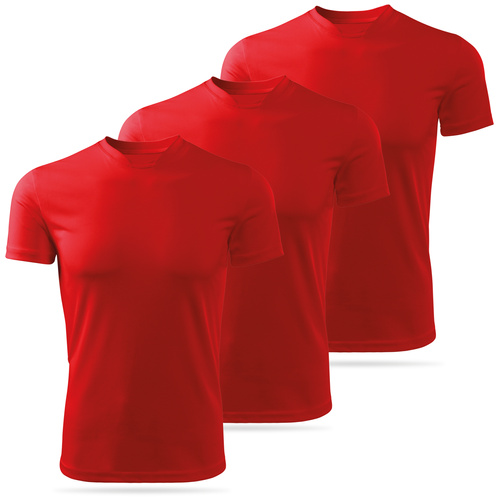 Zestaw 3 sztuk męskich koszulek sportowych - kolor czerwony