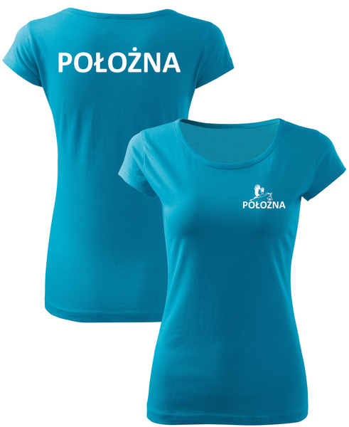 Koszulka medyczna damska z nadrukiem - POŁOŻNA