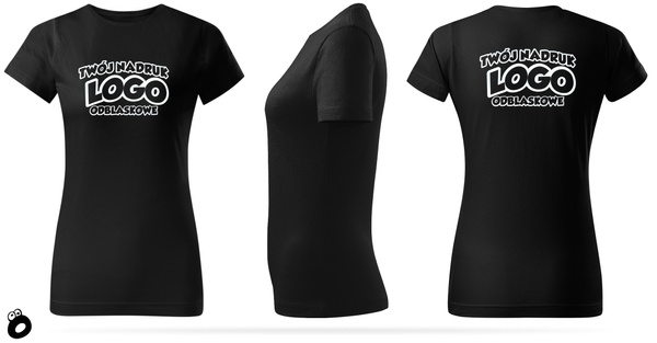 Damska bawełniana koszulka T-shirt z własnym nadrukiem - kolor czarny