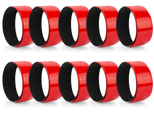Komplet odblaskowych opasek samozaciskowych - 10 sztuki kolor czerwony