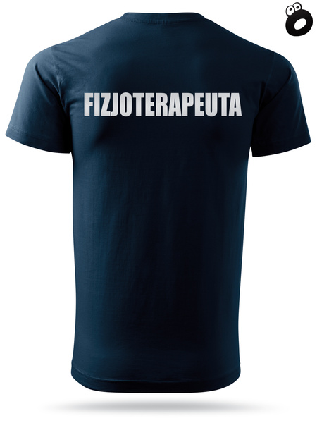 Koszulka męska T-shirt, kolor granatowy nadruk odblaskowy FIZJOTERAPEUTA