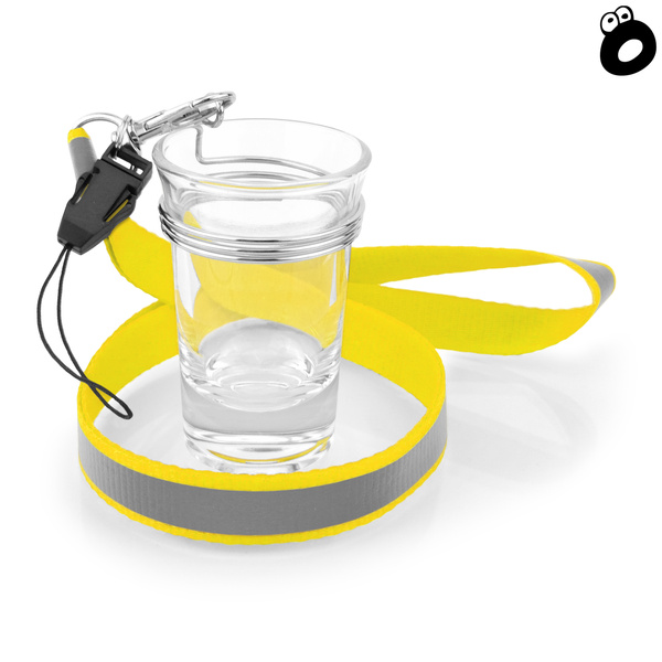 Zestaw imprezowy smycz odblaskowa ŻÓŁTA z kieliszkiem szklanym