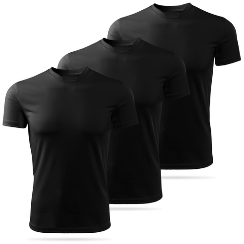 Zestaw 3 sztuk męskich koszulek sportowych - kolor czarny