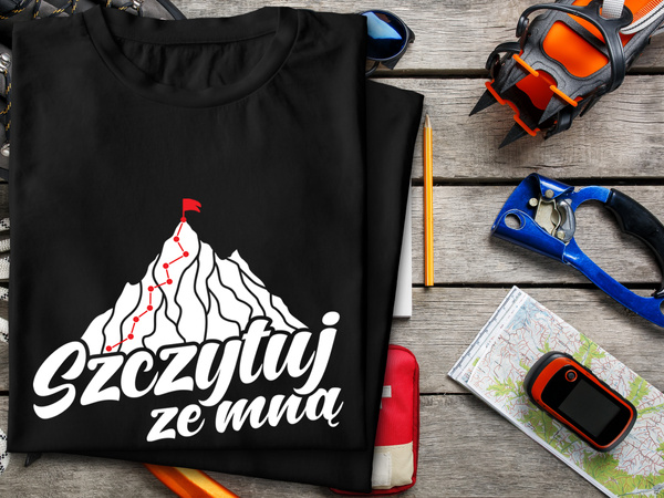 Czarna koszulka T-shirt nadruk SZCZYTUJ ZE MNĄ