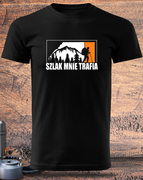 Czarna koszulka T-shirt nadruk SZLAK MNIE TRAFIA