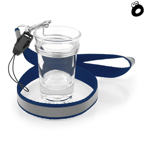 Zestaw imprezowy smycz odblaskowa GRANATOWA z kieliszkiem szklanym