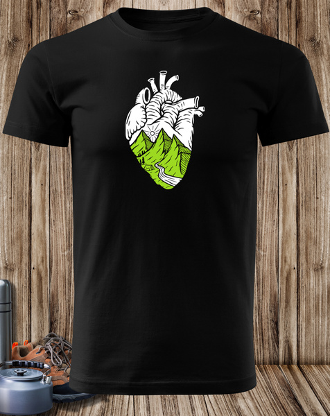 Czarna koszulka T-shirt nadruk GÓRY W SERCU