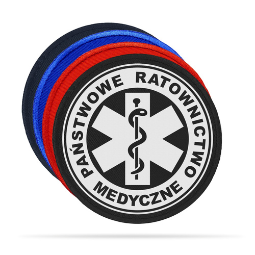 PAŃSTWOWE RATOWNICTWO MEDYCZNE naszywka odblaskowa z eskulapem
