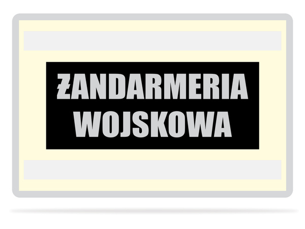 Nadruk ŻANDARMERIA WOJSKOWA umieszczony na opasce SZYBKIEGO ROZPOZNANIA