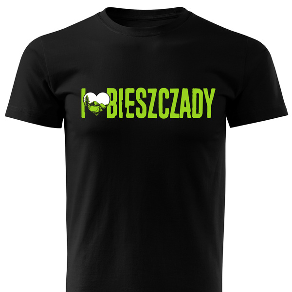 Czarna koszulka T-shirt nadruk KOCHAM BIESZCZADY