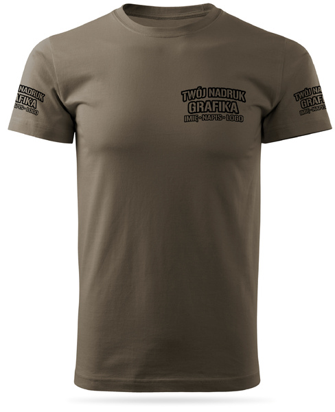 Brązowa męska koszulka T-shirt z własnym nadrukiem 