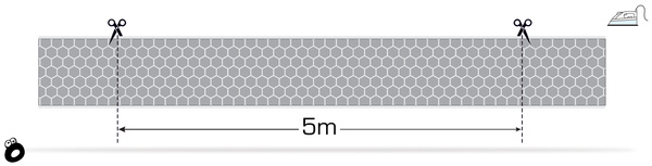 Odblaskowa taśma do wprasowania srebrna plaster miodu 5 cm / 5 mb.