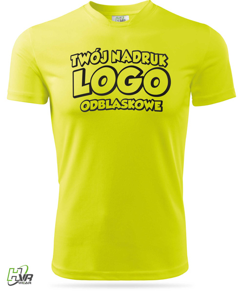 Żółta męska koszulka termoaktywna z własnym nadrukiem