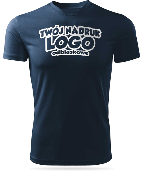 Granatowa męska koszulka termoaktywna z własnym nadrukiem