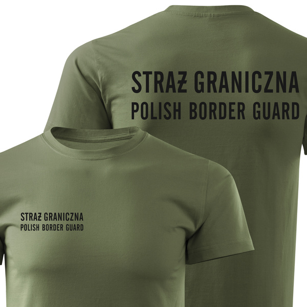 Koszulka męska T-shirt nadruk STRAŻ GRANICZNA - POLISH BORDER GUARD - khaki