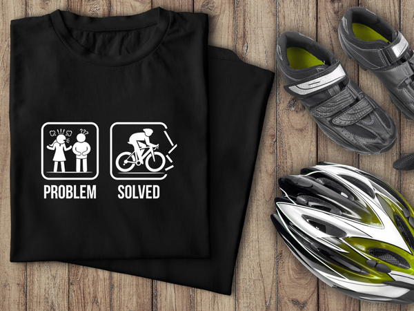 Czarna koszulka T-shirt nadruk PROBLEM -> ROWER