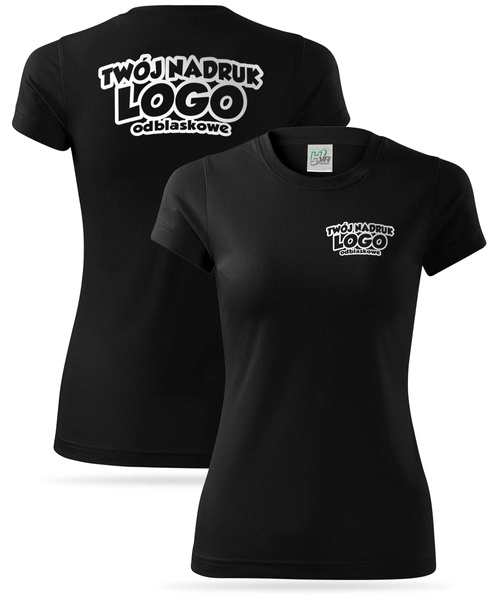 Czarna damska koszulka termoaktywna z własnym nadrukiem