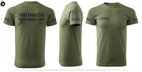 Koszulka męska T-shirt nadruk STRAŻ GRANICZNA - POLISH BORDER GUARD - khaki