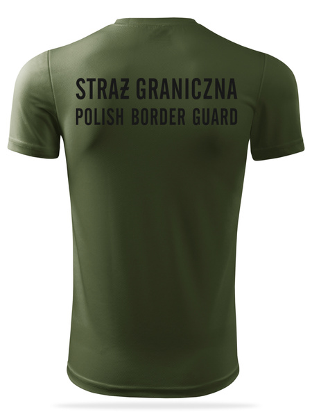 Termoaktywna koszulka męska z nadrukiem STRAŻ GRANICZNA POLISH BODRER GUARD - khaki