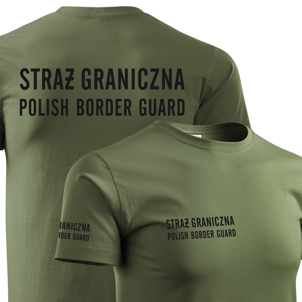 Koszulka męska T-shirt nadruk STRAŻ GRANICZNA - POLISH BORDER GUARD - khaki