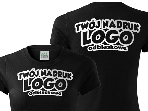 Czarna damska koszulka termoaktywna z własnym nadrukiem