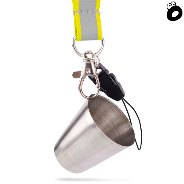 Zestaw imprezowy smycz odblaskowa ŻÓŁTA z kieliszkiem metalowym