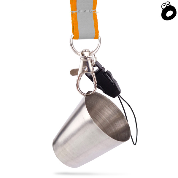 Zestaw imprezowy smycz odblaskowa POMARAŃCZOWA z kieliszkiem metalowym