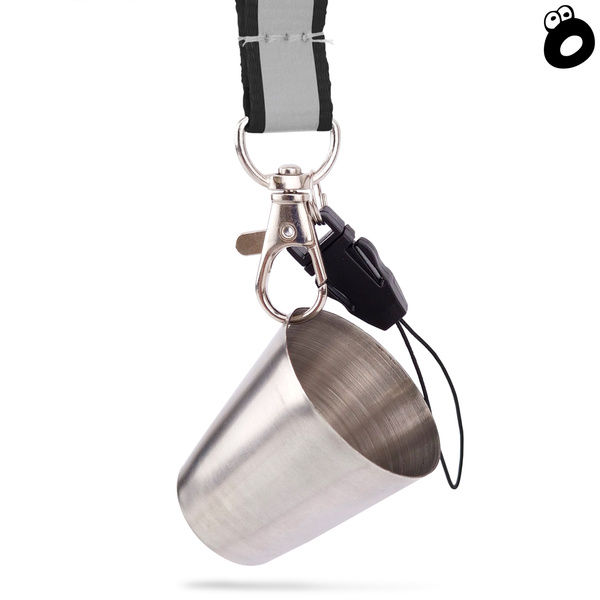 Zestaw imprezowy smycz odblaskowa CZARNA z kieliszkiem metalowym