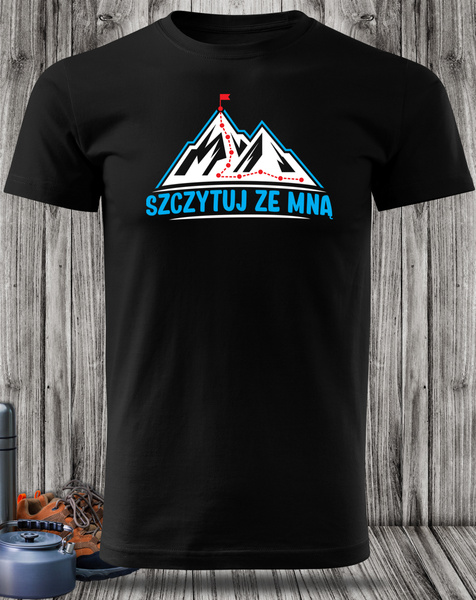 Czarna koszulka T-shirt nadruk SZCZYTUJ ZE MNĄ