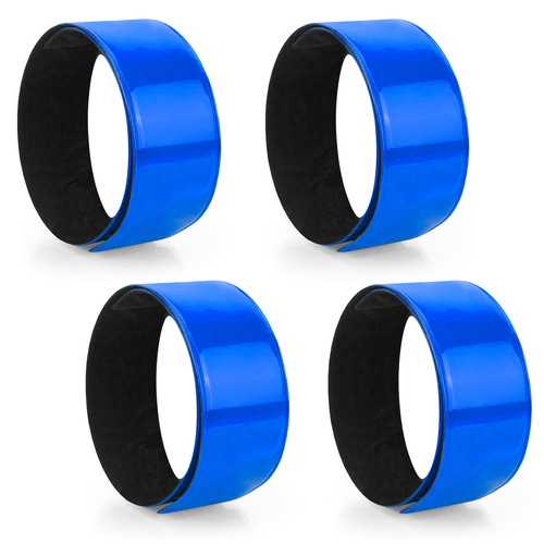 Komplet odblaskowych opasek samozaciskowych - 4 sztuki kolor niebieski