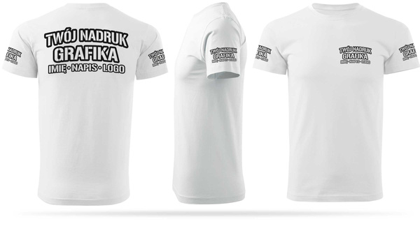 Biała męska koszulka T-shirt z własnym nadrukiem 