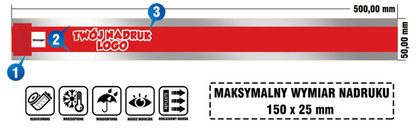 Opaska odblaskowa indywidualny nadruk 5 cm czerwona