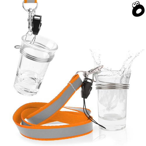 Zestaw imprezowy smycz odblaskowa POMARAŃCZOWA z kieliszkiem szklanym