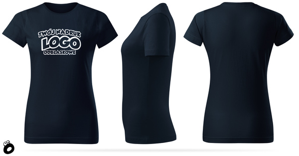 Damska bawełniana koszulka T-shirt z własnym nadrukiem - kolor granatowy