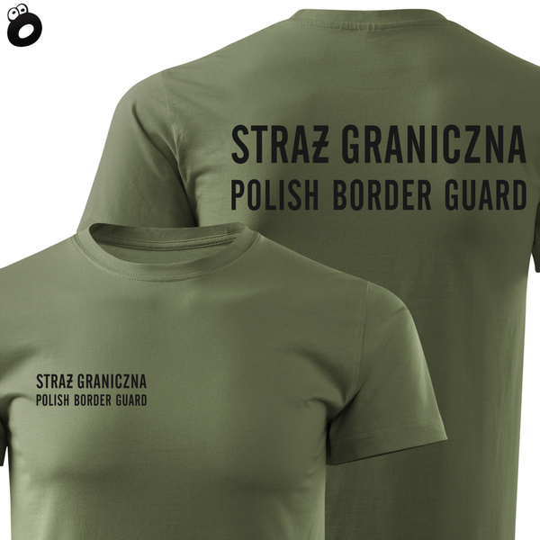 Koszulka męska T-shirt nadruk STRAŻ GRANICZNA - POLISH BORDER GUARD - khaki