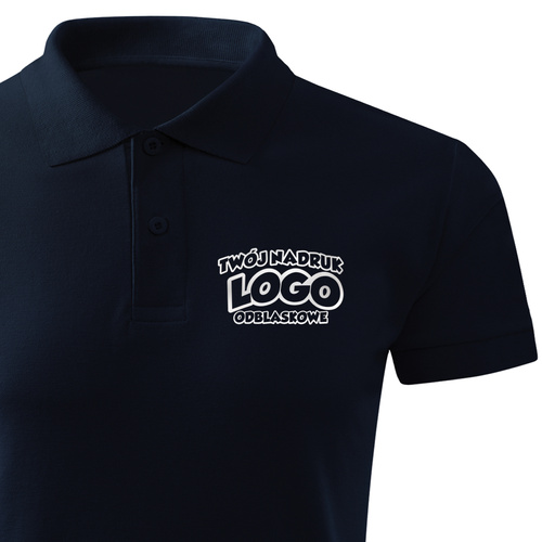 Bawełniana męska koszulka polo z własnym nadrukiem - kolor granatowy