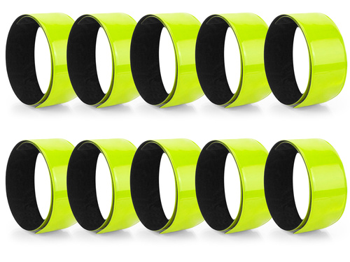Komplet odblaskowych opasek samozaciskowych - 10 sztuki kolor żółty