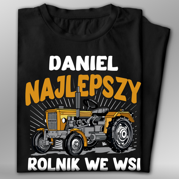 Koszulka bawełniana T-shirt nadruk IMIĘ - NAJLEPSZY ROLNIK WE WSI