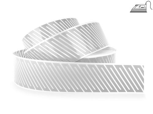 Odblaskowa taśma do prasowania srebrna wzór 5 cm / 1 mb.