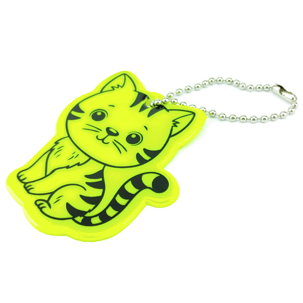 Zawieszka odblaskowa na łańcuszku - KOTEK ŻÓŁTY
